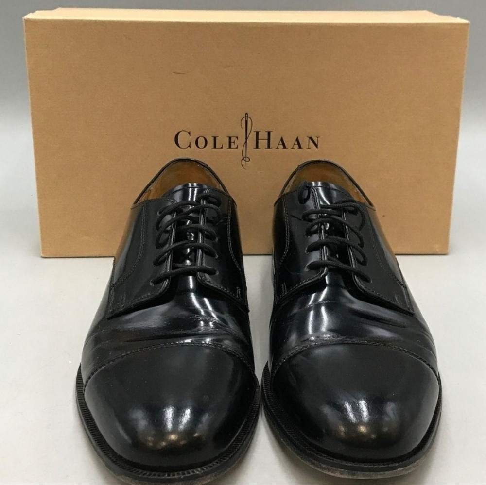 Men's Cole Haan Caldwell Black Derby Leather Dress Shoes IOB, Size 11 D